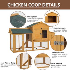 Gallinero de Madera para Interior y Exterior, Jaula para 2-4 Gallinas, Impermeable, con Caja para Huevos, para Jardín o Patio Trasero - Product Image 4