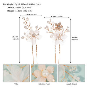 إكسسوارات شعر العروس العصرية الرائجة، دبابيس شعر يدوية الصنع من اللؤلؤ والكريستال، زينة رأس بأسلوب الغابة من القماش الصناعي المزين بالزهور - Product Image 6