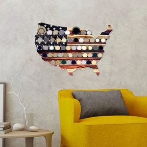 2026 En gros Présentoir en bois fait main moderne en forme <span class=keywords><strong>de</strong></span> carte des États-Unis pour pièces <span class=keywords><strong>de</strong></span> collection, avec drapeau américain et cadre pour portrait - Product Image 2