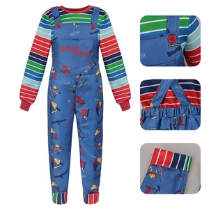 Disfraz de Chucky, Mono Unisex para Adultos, Disfraz de Halloween, Cosplay de Película de Televisión, Traje Azul a Rayas de Manga Larga - Product Image 2