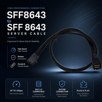 Kabel Server Internal Mini SAS HD SFF-8643 ke SFF-8643 12Gbps Per Lane, Kabel SAS Terproteksi untuk RAID Controller HBA Backplane