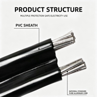 Cable ABC Duradero de Primera Calidad con Núcleo de Aluminio Trenzado ACSR, Voltaje Nominal de 1-35KV, Aislamiento XLPE/PVC, Uso Subterráneo, Monofásico