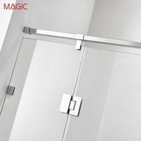 Cloison en verre pour hôtel, verre enduit, charnières en acier inoxydable, design coulissant, style européen, garantie de 3 ans pour salle de bain