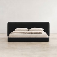 Lit double moderne de luxe en velours, compressé sous vide, avec sommier complet en mousse compressée et plateforme rembourrée