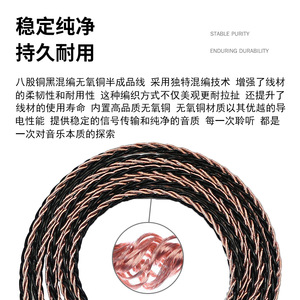Cable de audio trenzado negro de cobre de 8 núcleos DIY con micrófono y conector de 3.5mm para auriculares - Product Image 5