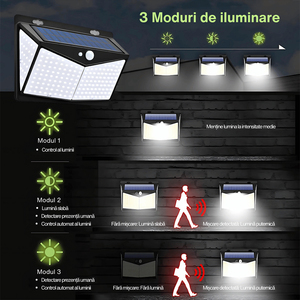 Đèn tường LED & chống nước IP65 cảm biến ánh sáng vườn nhà để xe sân sau an ninh Đèn năng lượng mặt trời 6000K ánh sáng ban ngày Bảo hành 3 năm - Product Image 4