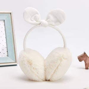 Orejeras de felpa plegables con lazo para niñas y niños, orejeras suaves y lisas, cálidas, accesorios de invierno, orejeras para exteriores para mujeres - Product Image 3