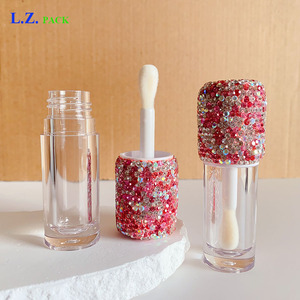 LZ Pack Stock 6ml Big Wand Bling Pink Silver New Rhinestone Lipgloss Bottles Logo personnalisé Chunky Empty <span class=keywords><strong>Lip</strong></span> Gloss Tubes avec boîte - Product Image 2