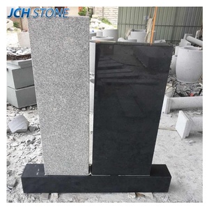 Черно-серый гранитный надгробный камень вверх правый памятник - Product Image 2