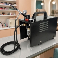 Compresseur électrique portable à double piston AS18AK avec manomètre réglable et buse de 0,3 mm pour le nail art et la peinture multi-usages