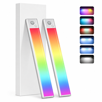Lámparas de Inducción RGB Inalámbricas de Aluminio, Tira de Luz Regulable Desmontable con Sensor de Movimiento, Luz Nocturna con Efecto Fluido, Hogar Inteligente