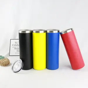 20oz Tumbler With Lid And Straw Skinny Tumbler Insulated Slim Tumbler Powder Coated Double Wall Vacuum Insulated Tumbler