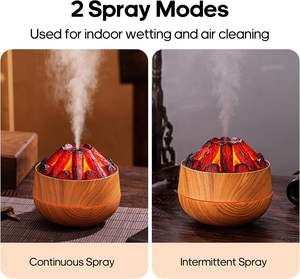 Humidificateur à charbon de bois 300 ml, mini diffuseur d'arômes volcan flamboyant, humidificateur d'huiles essentielles domestique avec garantie d'un an - Product Image 2