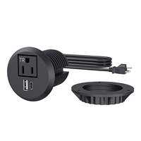 Enchufe de Corriente para Escritorio Integrado en ABS Industrial con USB-A QC3.0 y USB-C PD3.0 de Carga Rápida para Oficina y Hospital