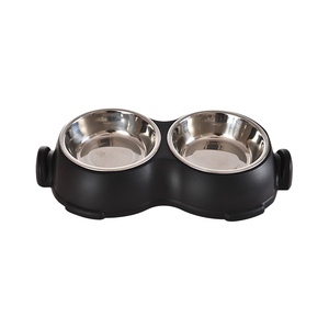 Mangkuk Stainless Steel Pemegang Anti Selip, Mangkuk Baja Tahan Karat Air Makanan Anjing Ganda - Product Image 1