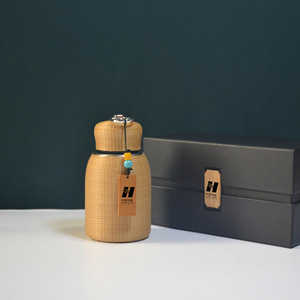 Bamboo Woven Porcelain <b>Thermos</b> Cup Handmade <b>Tea</b> Water Bottle Business Gift Customization - Product Image 2