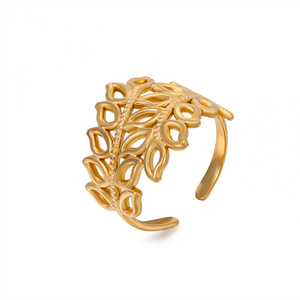 Anillo hueco exagerado de moda para mujer, anillo de diseño de hoja exagerada ajustable, bisutería de acero inoxidable al <span class=keywords><strong>por</strong></span> <span class=keywords><strong>mayor</strong></span> - Product Image 6