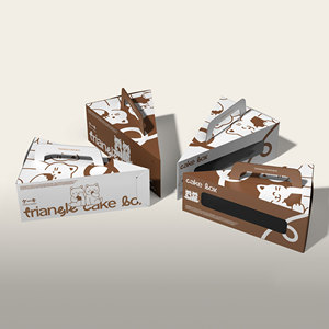 Caja de Papel Triangular Personalizada para Pastel con Ventana Transparente de PET y Asa Portátil para Empacar Rebanadas de Pastel de Queso, Tarta, o Productos de Panadería - Product Image 3