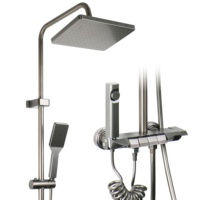 Ensemble de douche de clé de piano d'usine espace de cartouche en céramique aluminium 4 fonctions ensemble de douche de thermostat de cuivre ensemble de robinet de douche de piano