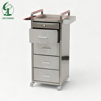 Chariot de Salon en Acier Inoxydable Jincheng avec 4 Tiroirs, Meuble de Rangement Mobile pour Coiffure, Porte-Gobelet, Armoire à Outils de Coiffure Mobile