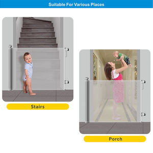 Barrière de sécurité rétractable pour bébé Prodigy SG025, en PVC et ABS, utilisable en plusieurs contextes (escaliers, animaux domestiques), pour bébés de 0 à 12 mois et de 2 à 4 ans, testée et approuvée. - Product Image 6