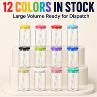 Entrepôt local aux États-Unis, Gobelets en verre transparent de 16 oz, Lot de 48 pièces, Livraison gratuite, Prêt à expédier, Vente en gros, Gobelets et bocaux en verre