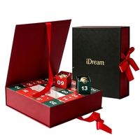 Boîte de l'avent pour bijoux 24 jours, boîte cadeau rigide rouge vin de qualité supérieure, boîte de calendrier de l'avent personnalisée, parfaite pour les coffrets cadeaux de fêtes