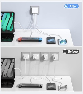 USB C 40W 4พอร์ตชาร์จเร็วบล็อก PD อะแดปเตอร์ไฟฟ้า QC 3.0ชนิด C ที่ชาร์จผนังสำหรับแล็ปท็อปผนังกล่องอิฐ - Product Image 6