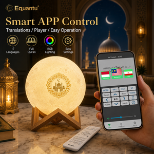 Equantu Muslim Moon Quran <b>Speaker</b> SQ168 Full Quran 8GB TF Card 17 Languages 15 Reciters App Remote Control <b>LED</b> Light - Product Image 3