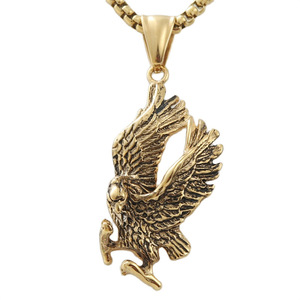 Yunnique – collier avec pendentif aigle en acier inoxydable, unisexe, rétro, bijoux à breloques en forme d'animal, 120225 - Product Image 1