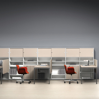 Escritorio Modular de Oficina Ecológico de Madera Moderna para 4, 6, 8 o 10 Personas, con División de Espacios de Trabajo