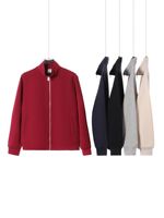 Nouveauté Automne/Hiver : Cardigan Unisexe Ample et Décontracté en Coton Anti-Plis 350G, Couleur Unie, Col Zippé – Vente en Gros
