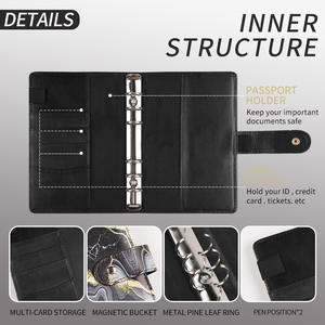 Vente en gros de classeur de luxe en cuir Pu avec 6 anneaux A6 avec enveloppes à fermeture éclair - Product Image 5