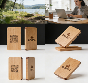 Supporto per Codice QR con Base in Legno e Cartoncino in Bambù per Condivisione sui Social Media - Product Image 2