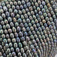 Perles d'eau douce naturelles noires ovales 4-5 mm en vrac pour la fabrication de colliers DIY