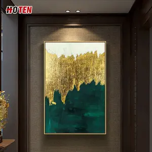 Toile de feuille d'or moderne, peinture à l'huile abstraite, décoration à la maison, livraison gratuite