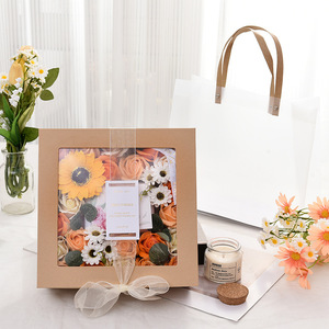 Custom Paper Gift <b>Box</b> Transparent Window Paperboard Packaging <b>Box</b> Ribbon Floral Bakery <b>Wedding</b> Favor <b>Box</b> - Product Image 5
