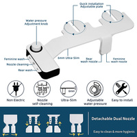 En gros, Accessoire de bidet intelligent pour toilettes, sans électricité, ultra-mince, avec double buse, auto-nettoyant, type Shattaf