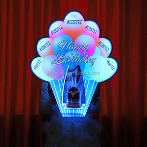 Support de présentation personnalisé en forme de ballon Joyeux Anniversaire avec lumière LED pour décoration de bar et fête, étagère verticale de bureau en plastique - Product Image 3