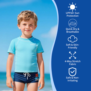 Factory OEM UPF 50 + Camisa de manga corta Rash Guard para niños Bebés Niños pequeños Traje de baño con logotipo personalizado - Product Image 2