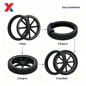 Rueda Sólida de <span class=keywords><strong>Espuma</strong></span> de PU, Neumático <span class=keywords><strong>Antipinchazos</strong></span> No Inflable para Silla de Ruedas, Scooter de Movilidad, Bicicleta, Pieza de Repuesto - Product Image 6