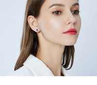 OAHLAN Modeschmuck Blumen 925 Sterling Silber Elegante blaue Edelstein Ohr stecker für Frauen Lady Valentinstag