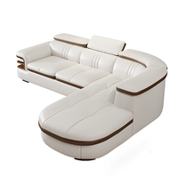 Canapé d'angle modulaire nordique 7 places 2025 en cuir microfibre en forme de L avec haut-parleur Bluetooth pour salon