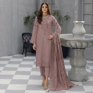 Dhwaja Export Faux Georgette Embroidered Semi Stitched Salwar Suit - Product Image 1