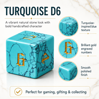 Dés à Jouer D&D Faits Main en Pierre Naturelle Turquoise Verte, Écologiques, 1 Pièce, Cube Polyédrique à Bords Tranchants pour Table de Jeu de Rôle Dungeons & Dragons