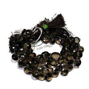 Cuentas de piedras preciosas sueltas facetadas con forma de corazón de cuarzo ahumado de alta calidad, precio mayorista por hebra para hacer joyas de alta gama - Product Image 2