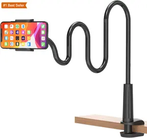 Jumon Phone Clip on Stand Holder with Grip Flexible Long Arm Gooseneck Bracket Mount Clamp for Smartphone used for bed desktop