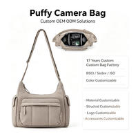 Sac à bandoulière pour appareil photo Puffy, résistant aux chocs, avec plusieurs poches, sac de photographie pour les photographes en voyage