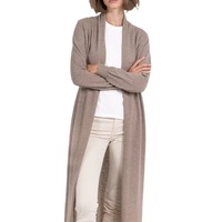 Großhandel Maßgefertigte 100% Baumwolle Damen Maxi Strickjacke Langarm Offene Vorderseite Pullover Weicher Minimalistischer Strickpullover