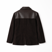 Blazer court décontracté pour femme en cuir véritable et daim de mouton, style vintage, couleur unie, automne